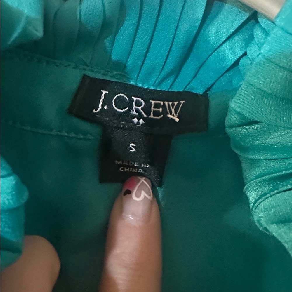 J. Crew Turquoise Ruffle Blouse - Picture 4 of 6